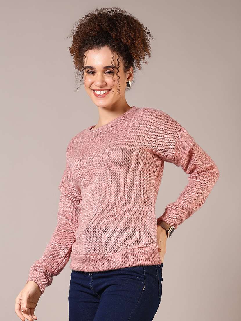 women solid long sleeve pullover - 21685174 -  Standard Image - 2