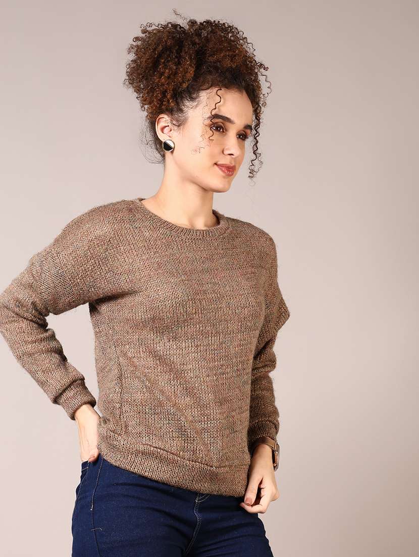 women solid long sleeve pullover - 21685175 -  Standard Image - 2