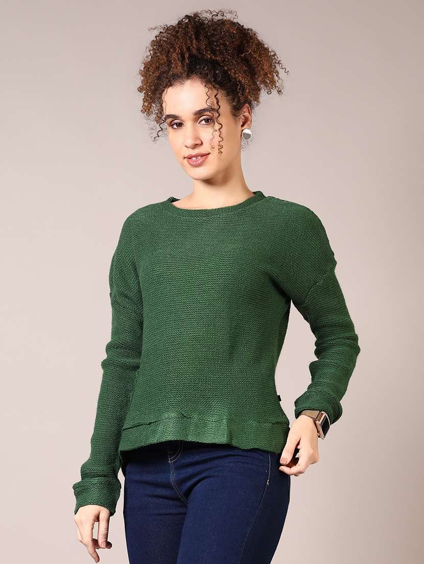 women solid long sleeve pullover - 21685176 -  Standard Image - 2