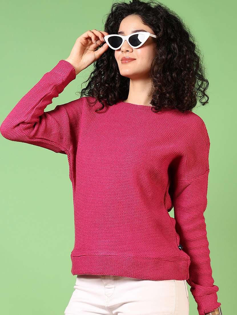 women solid long sleeve pullover - 21685178 -  Standard Image - 2