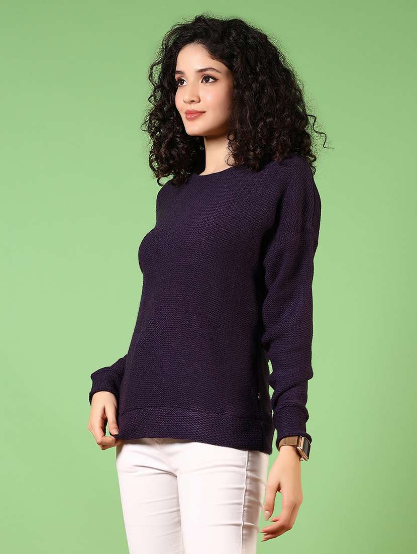 women solid long sleeve pullover - 21685179 -  Standard Image - 2