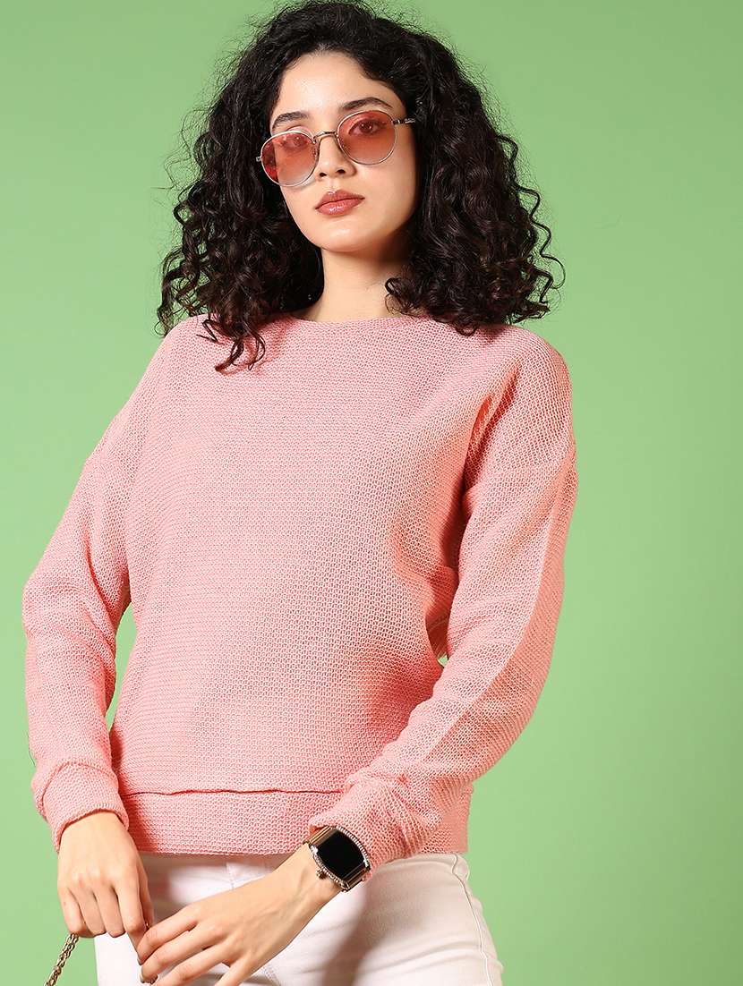 women solid long sleeve pullover - 21685182 -  Standard Image - 2