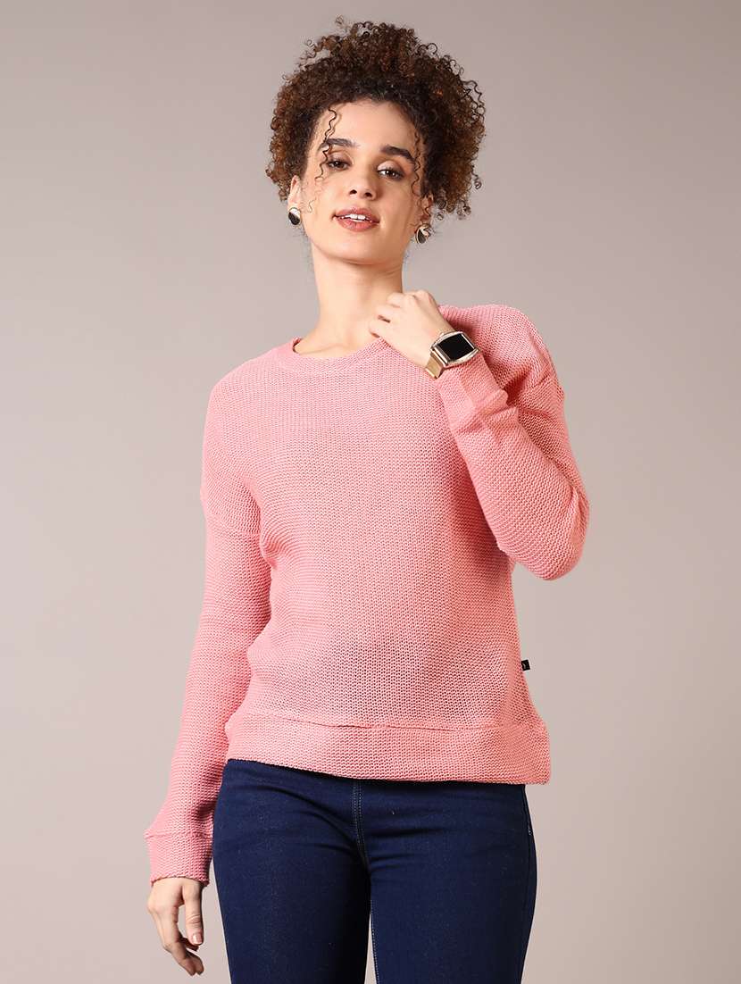 women solid long sleeve pullover
