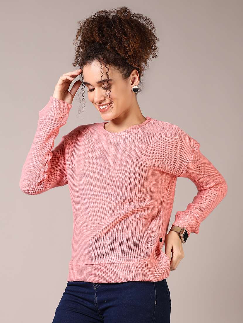 women solid long sleeve pullover - 21685183 -  Standard Image - 2