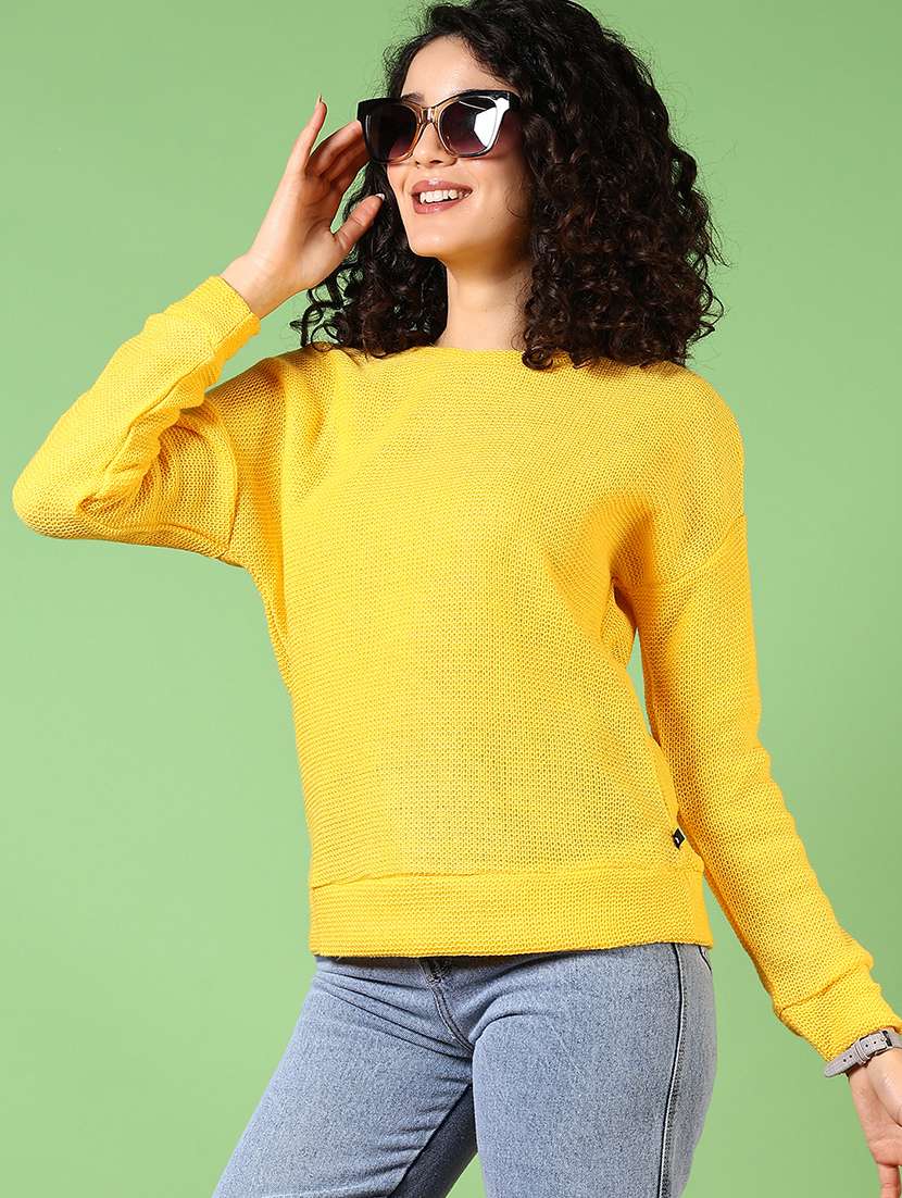 women solid long sleeve pullover - 21685185 -  Standard Image - 2