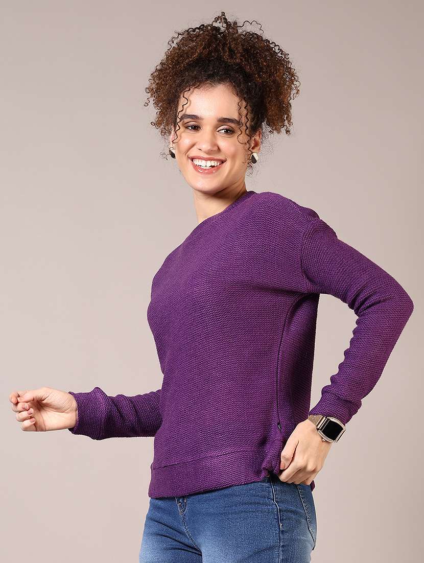 women solid long sleeve pullover - 21685186 -  Standard Image - 2