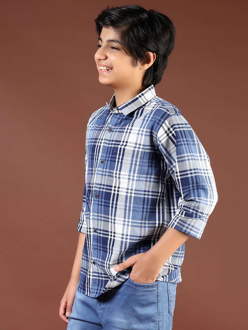 boys checkered long sleeve casual shirt - 21685198 - Standard Image - 2