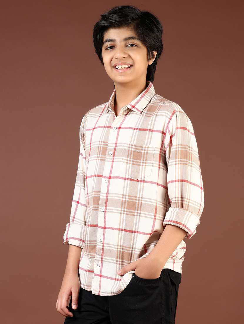 boys checkered long sleeve casual shirt - 21685223 -  Standard Image - 2