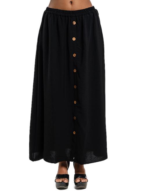 women black solid a-line maxi skirt - 21685306 - Standard Image - 0