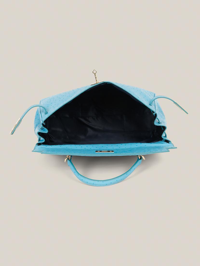 women blue textured leather handbag - 21685471 - Standard Image - 2