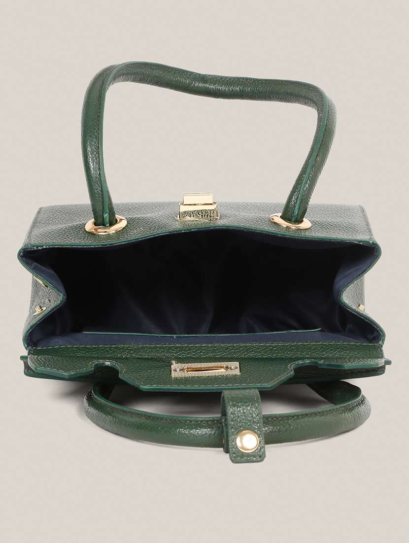 Women Solid Leather Handbag