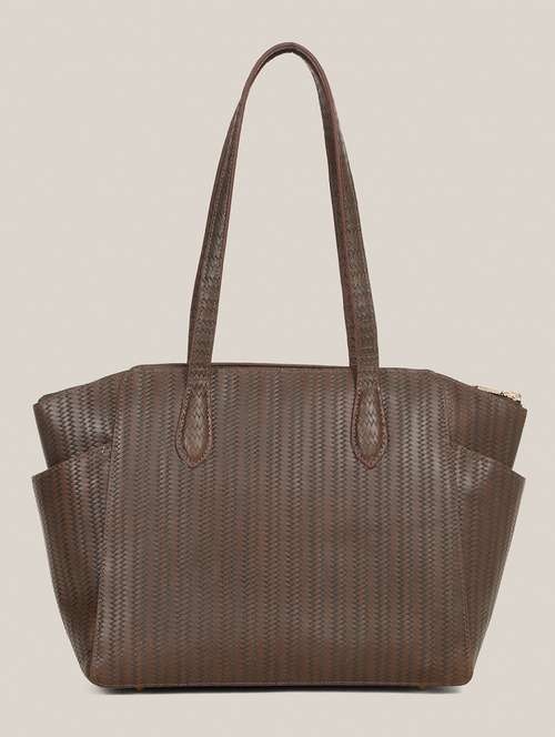 women textured leather tote - 21685488 - Standard Image - 0