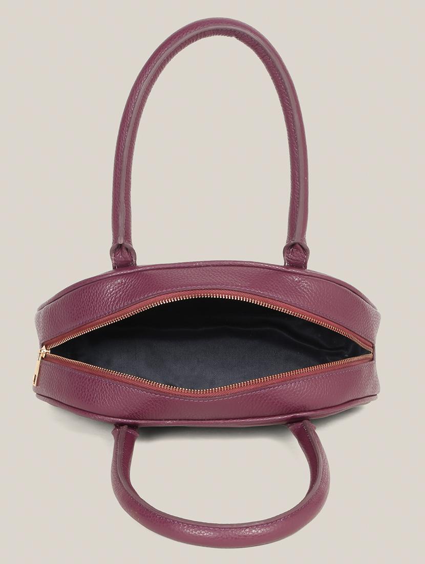 women purple solid leather handbag - 21685489 - Standard Image - 2