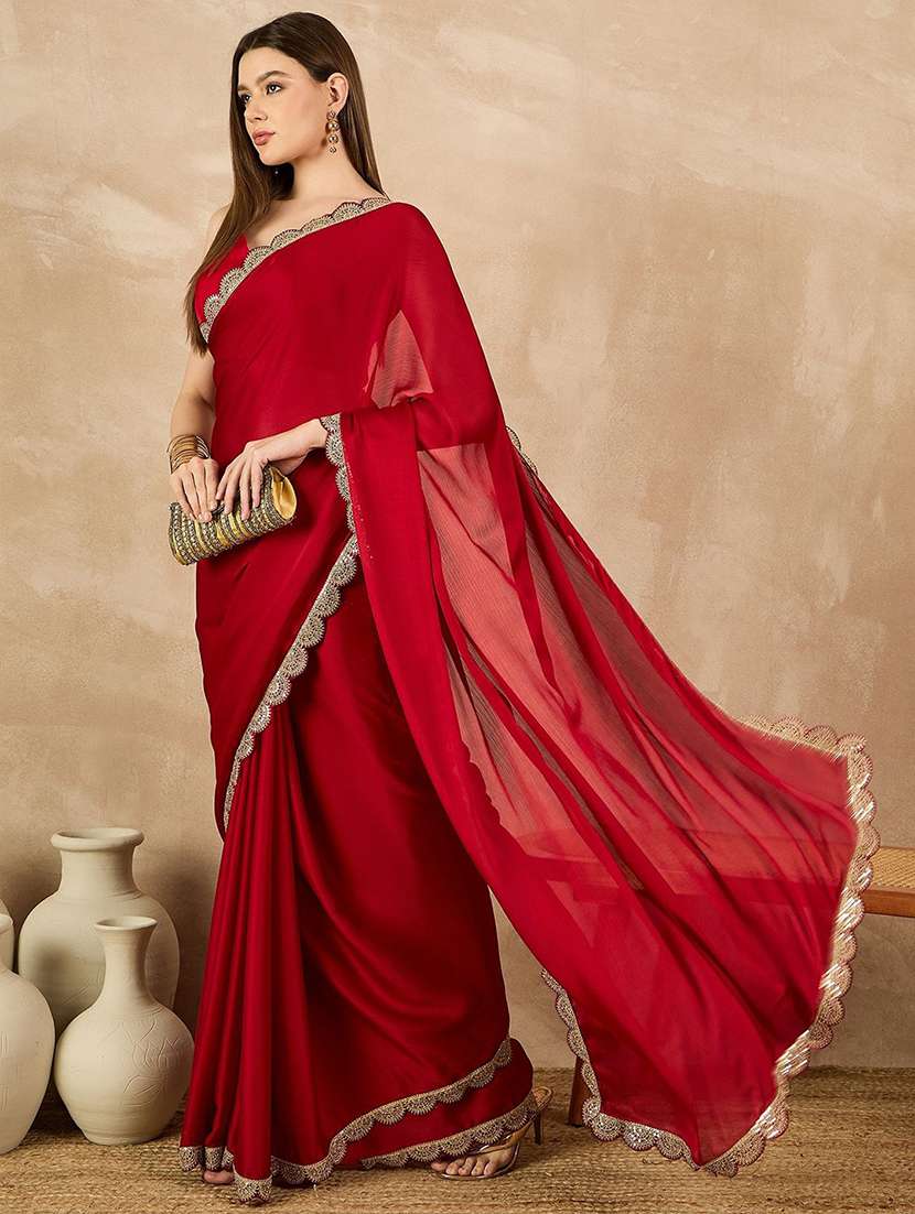 women red bordered saree with blouse - 21685503 - Standard Image - 2