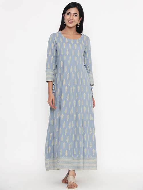 women three quarter sleeve anarkali kurta - 21685574 -  Standard Image - 0