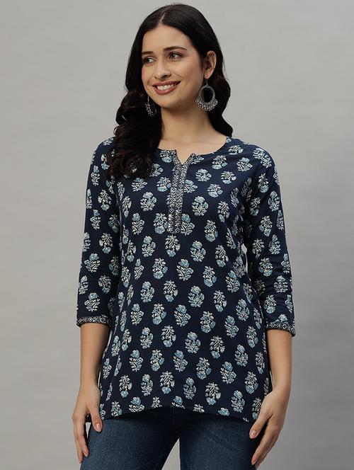 women three quarter sleeve straight kurti - 21685583 -  Standard Image - 0