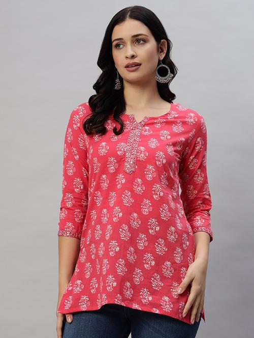 women three quarter sleeve straight kurti - 21685584 -  Standard Image - 0