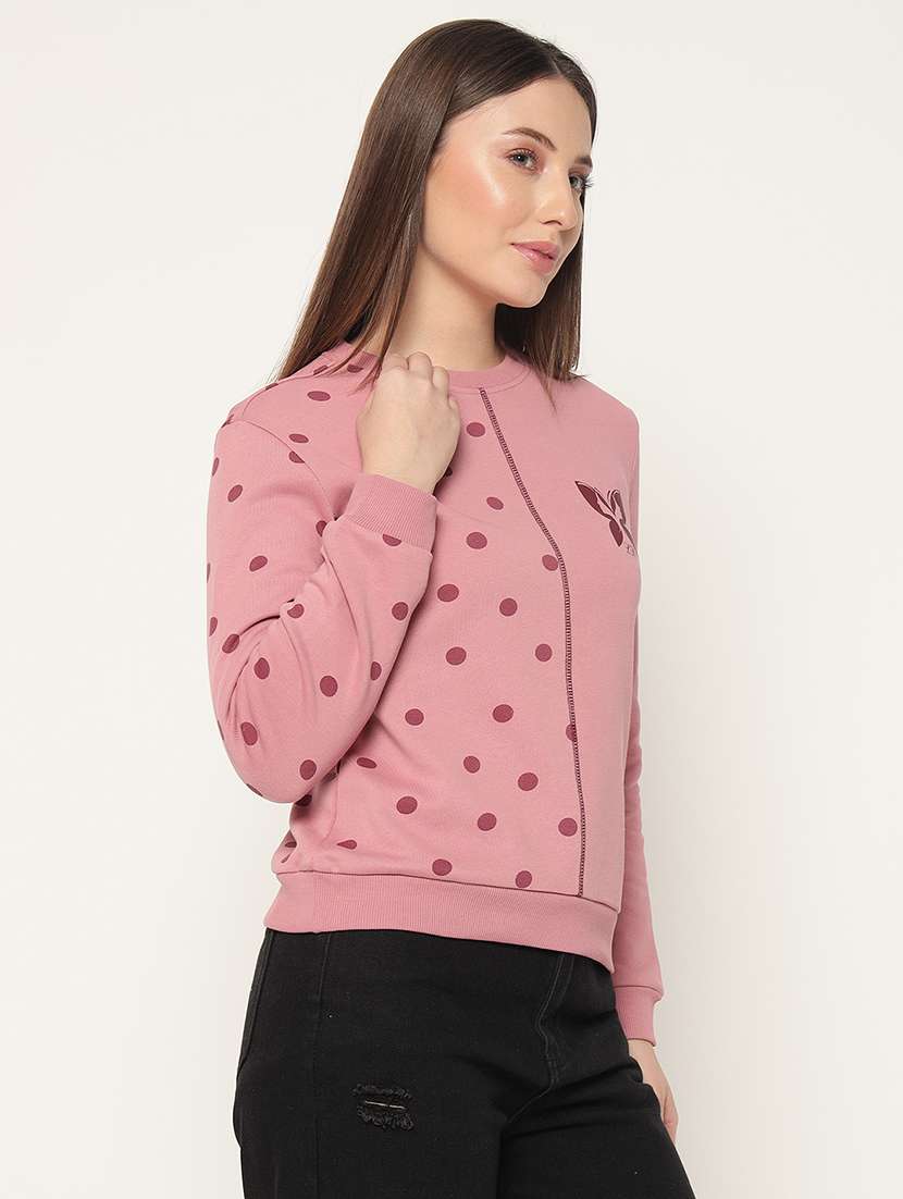 women polka doted placement print sweatshirt - 21685586 -  Standard Image - 2