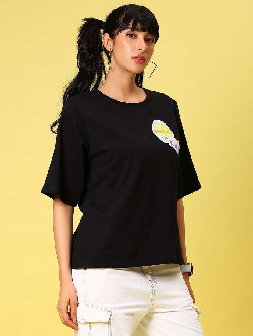 women printed short sleeve loose fit t-shirt - 21685653 - Standard Image - 2
