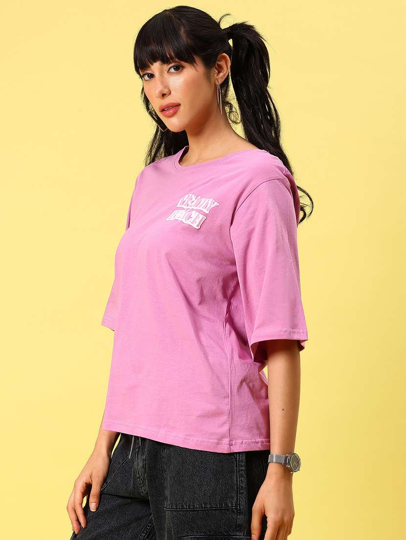 women printed short sleeve loose fit t-shirt - 21685654 - Standard Image - 2