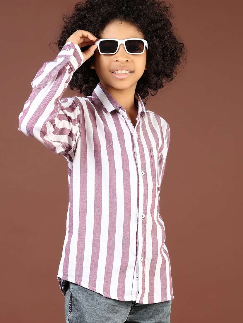 boys striped collared casual shirt