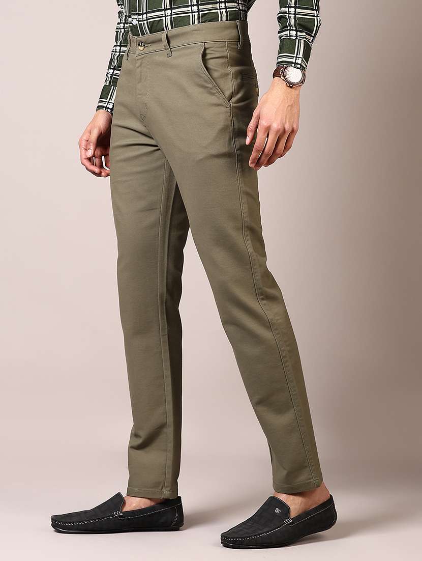 men solid mid rise chinos trouser - 21685725 -  Standard Image - 2