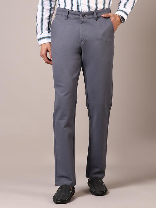 men solid mid rise chinos trouser - 21685726 - Standard Image - 0