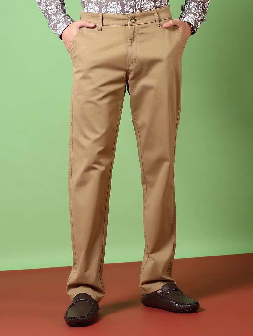 men solid mid rise chinos trouser - 21685794 - Zoom Image - 0
