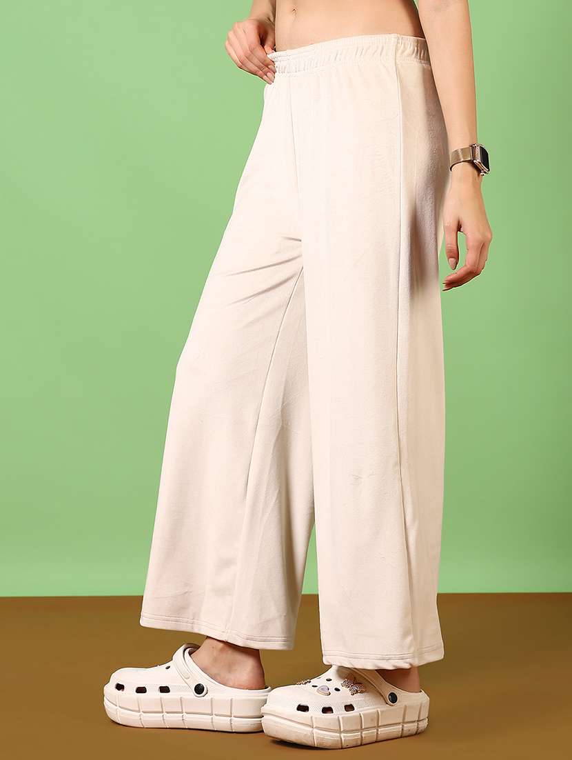 women solid mid rise wide leg trouser - 21685796 -  Standard Image - 2