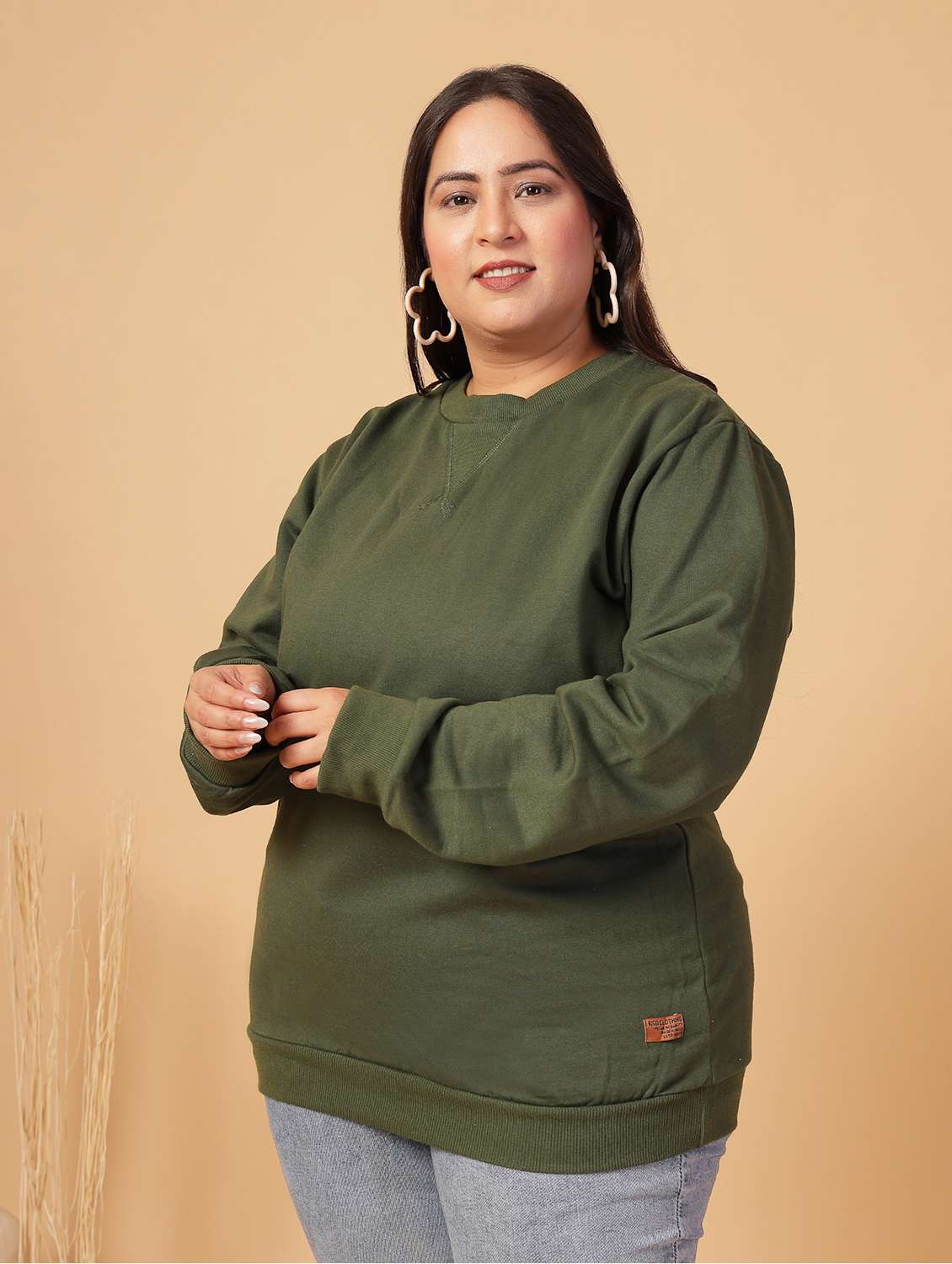 women plus size solid long sleeves sweatshirt - 21686020 -  Standard Image - 2
