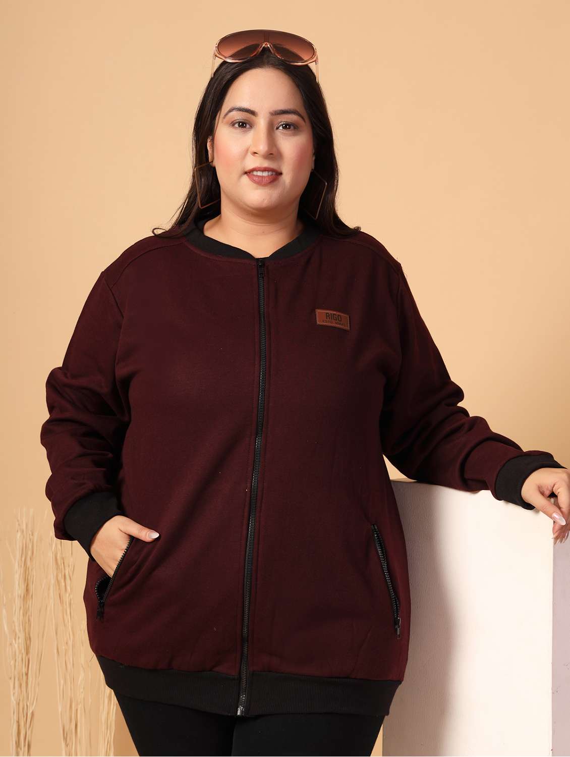 women plus size solid long sleeves jacket