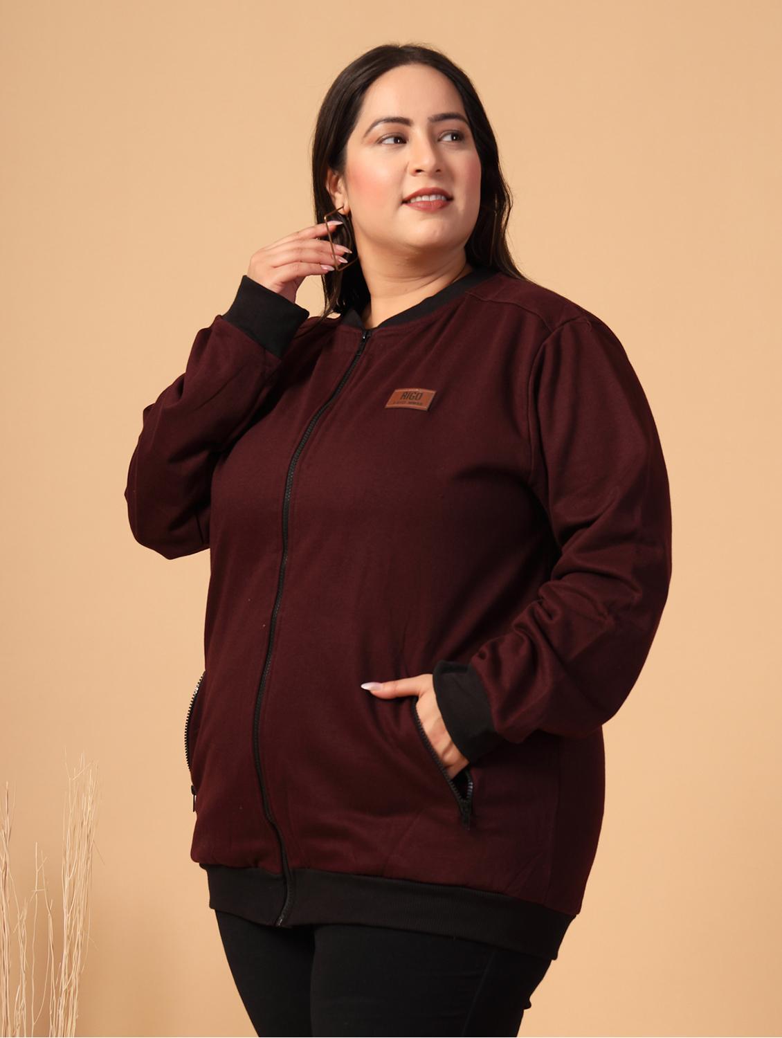 women plus size solid long sleeves jacket - 21686026 - Standard Image - 2