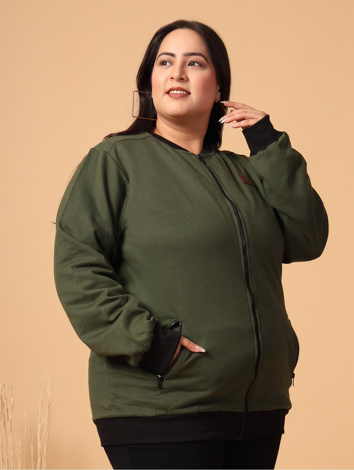 women plus size solid long sleeves jacket - 21686028 - Standard Image - 2