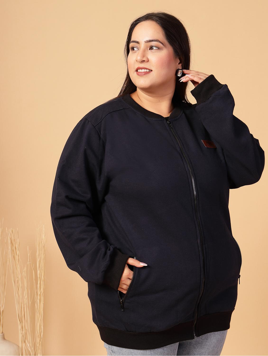 women plus size solid long sleeves jacket - 21686029 - Standard Image - 2