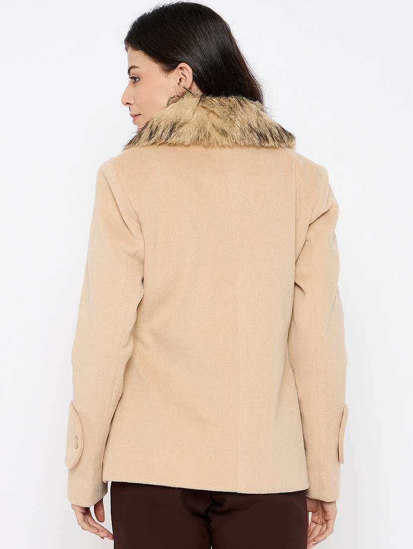 women fur detailed long sleeves regular coat - 21686037 -  Standard Image - 2