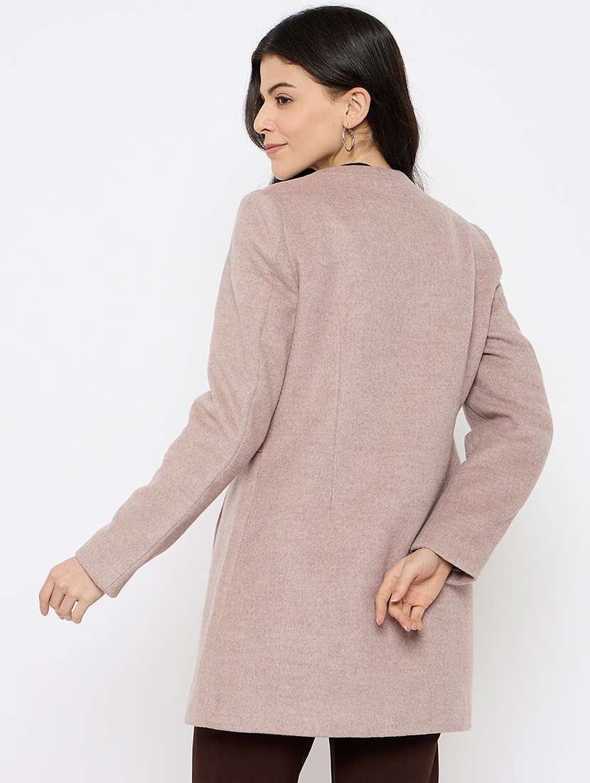 women solid long sleeves trench coat - 21686040 -  Standard Image - 2