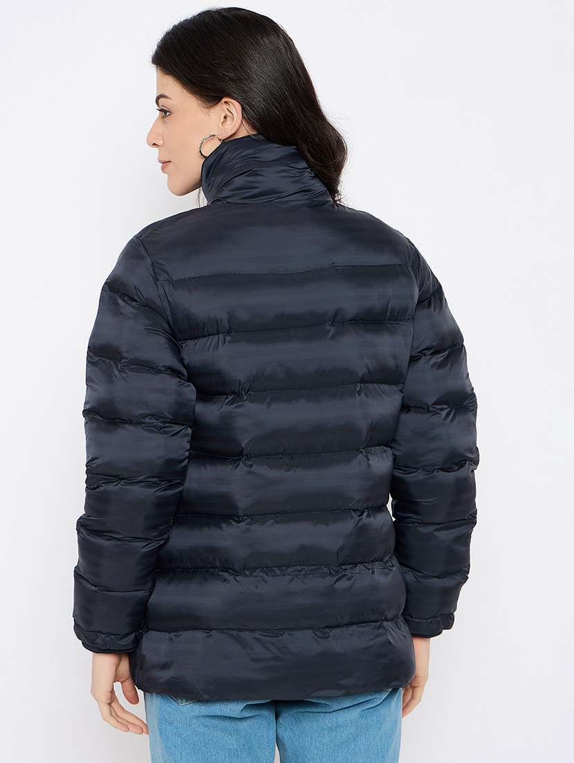 women solid long sleeves puffer jacket - 21686046 -  Standard Image - 2