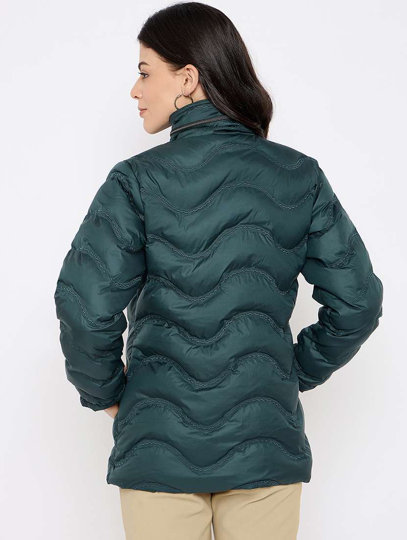 women solid long sleeves puffer jacket - 21686049 -  Standard Image - 2