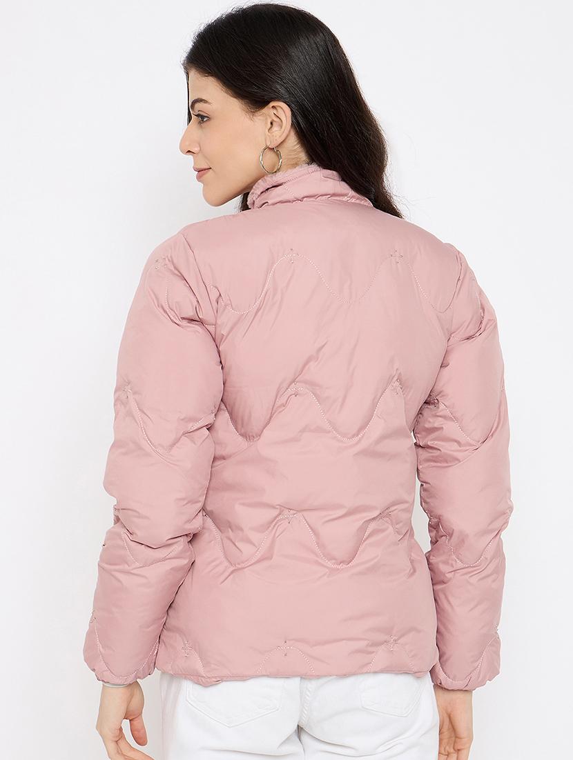 women solid long sleeves puffer jacket - 21686055 - Standard Image - 2