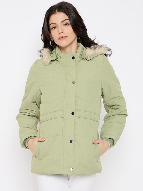 women printed fur detailed hooded parka jacket - 21686060 - Standard Image - 0
