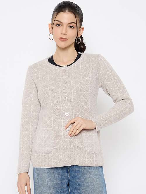 women self designed long sleeves cardigan - 21686086 -  Standard Image - 0