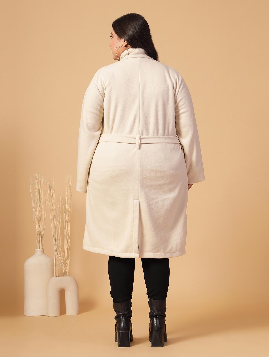 women plus size solid long sleeves trench coat - 21686180 - Standard Image - 2