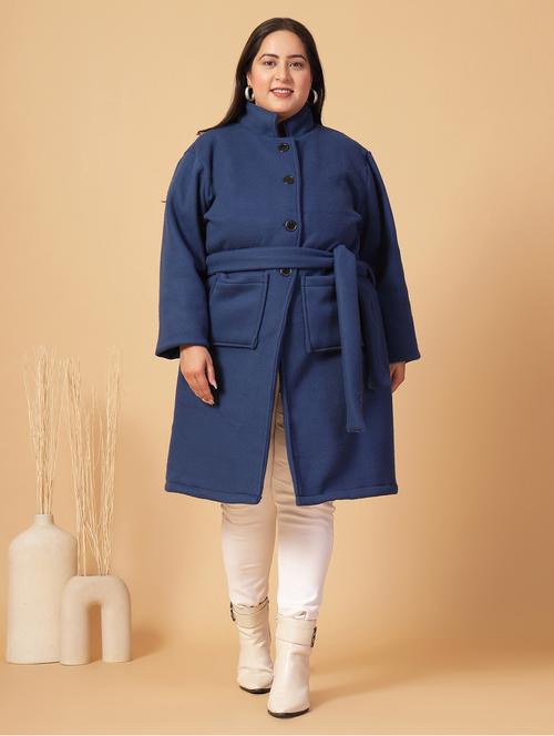 women plus size solid long sleeves trench coat - 21686183 - Standard Image - 0