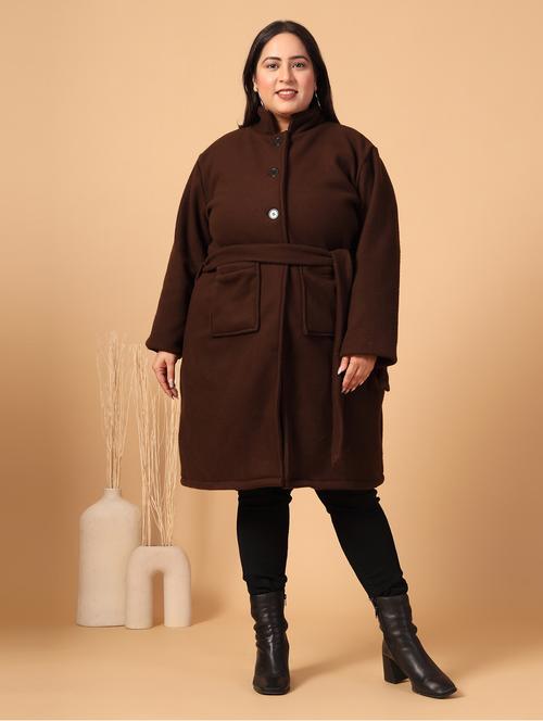 women plus size solid long sleeves trench coat - 21686184 - Standard Image - 0
