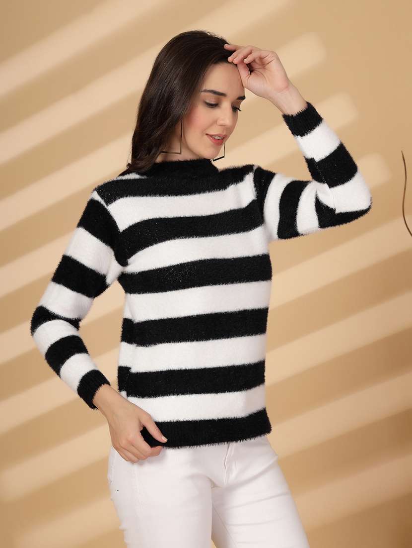 women striped long sleeves pullover - 21686327 - Standard Image - 2