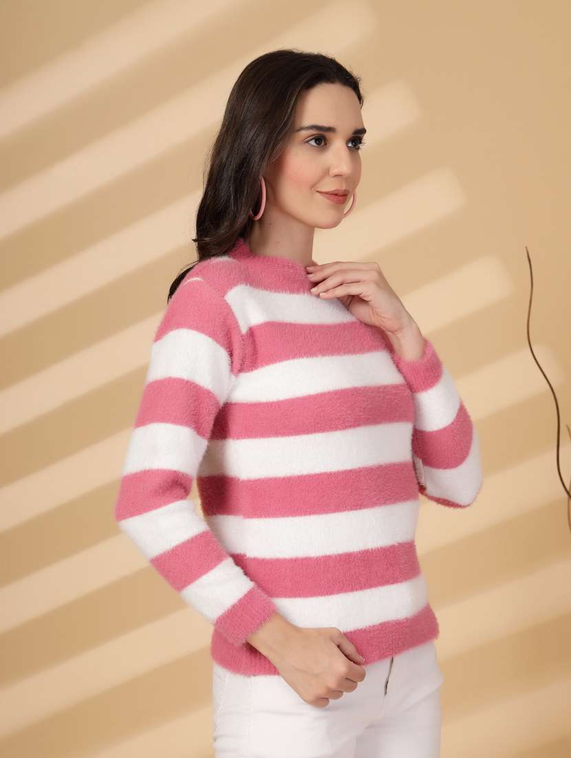 women striped long sleeves pullover - 21686328 - Standard Image - 2