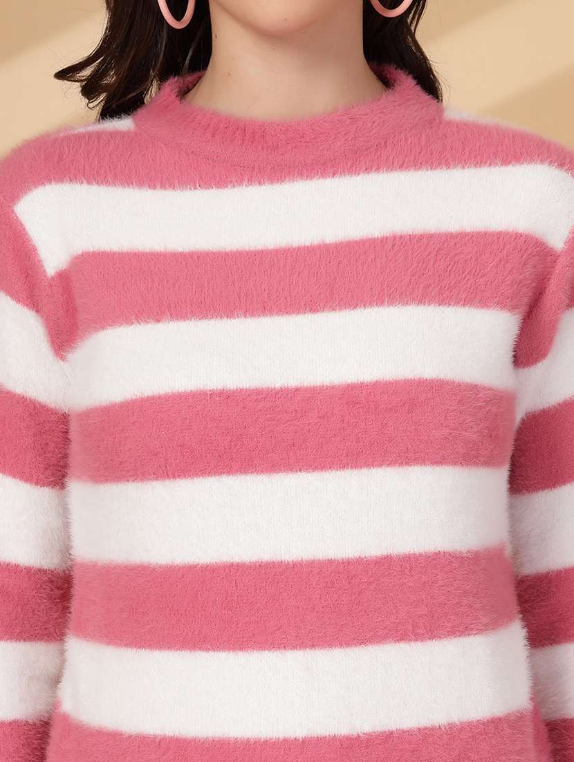 Women Striped Long Sleeves Pullover
