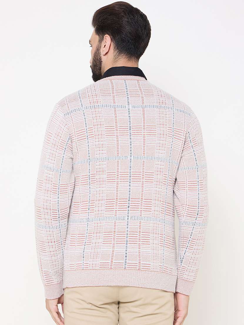 men long sleeves checkered pullover - 21686347 - Standard Image - 2