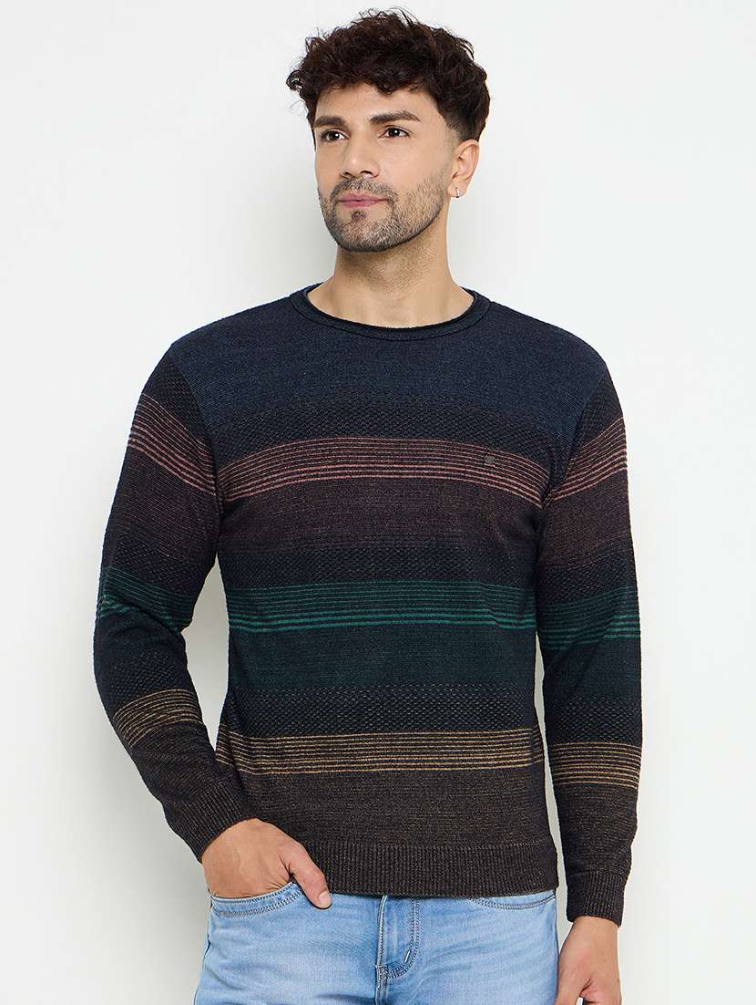 men striped long sleeves pullover