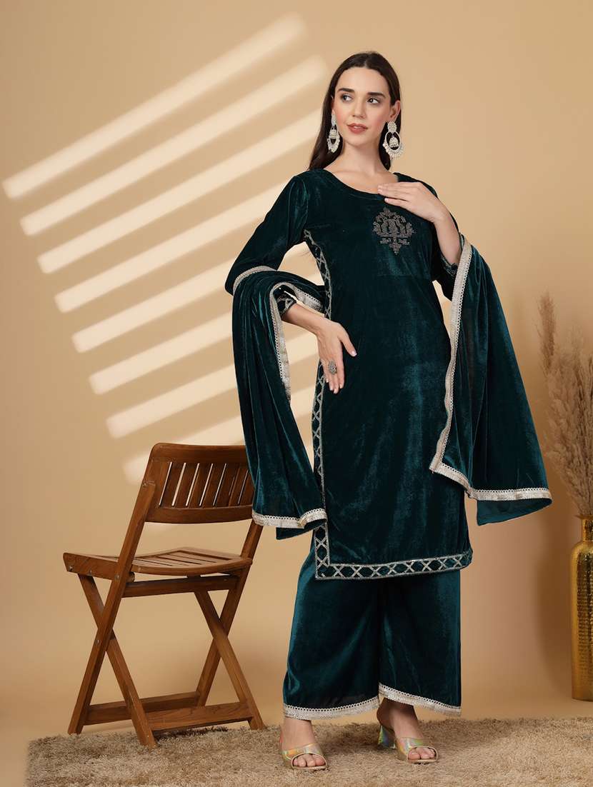 women embellished winter wear suit set